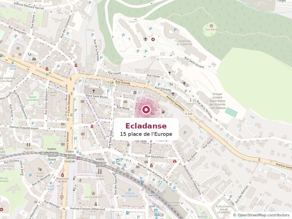Carte de localisation du magasin Ecladanse à Voiron